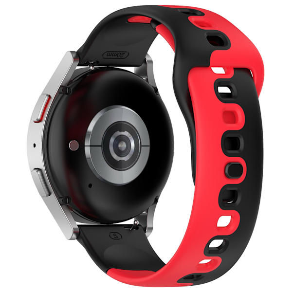 Til Samsung Galaxy Watch6 / Watch6 Classic / Watch 5 / 5 Pro / Watch4 Classic Dual Color Watch Strap 20mm Silikone Watchband Black  Red