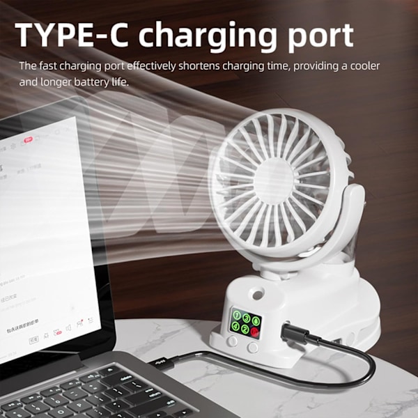 Tuuletin - Hiljainen vesisumutuuletin USB-portilla, 4 nopeusasetusta (musta)