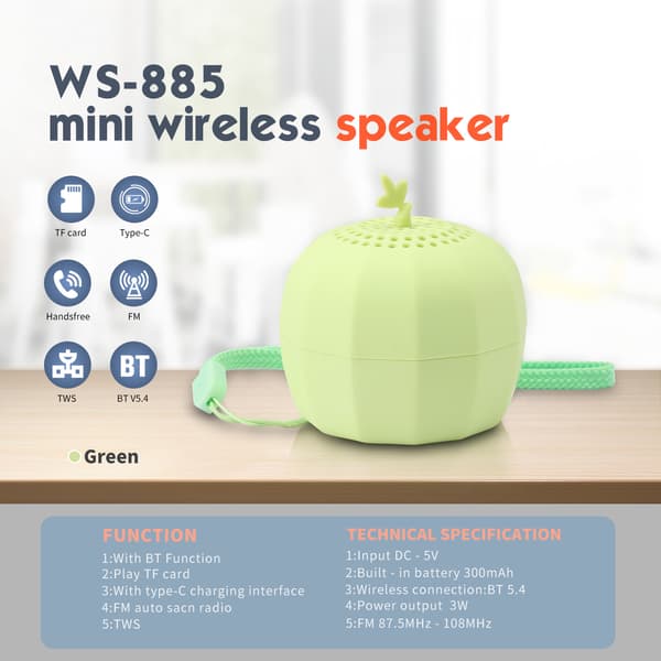 Bluetooth-højttaler Ws-885 3W (grøn)