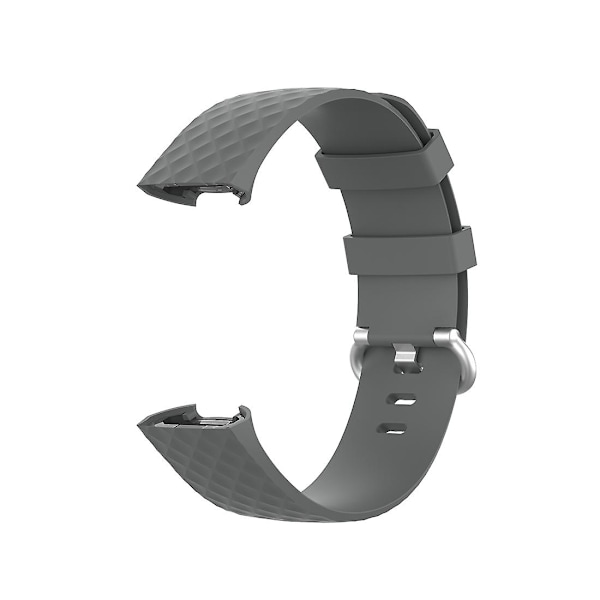 18mm Silverfärgat spänne TPU handledsrem armband för Fitbit Charge 4 / Charge 3 SE, Storlek: L Grey