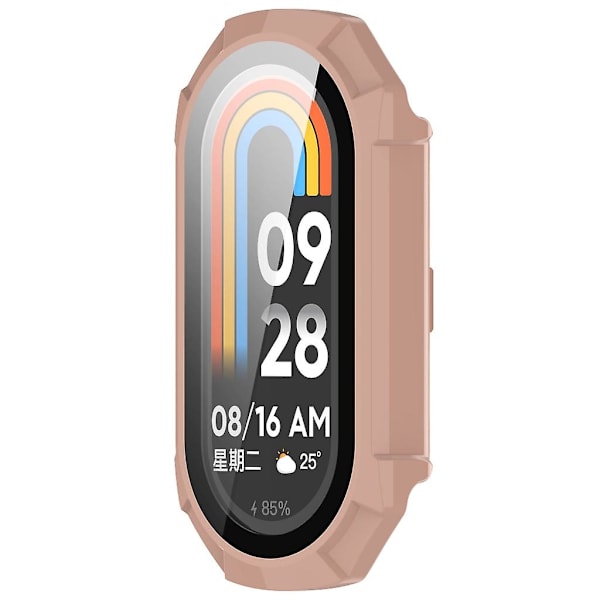 För Mi-Band 8 Full Edge-Screen Protector Case Watch Bumper-Shell Dammtätt cover Cherry blossom powde