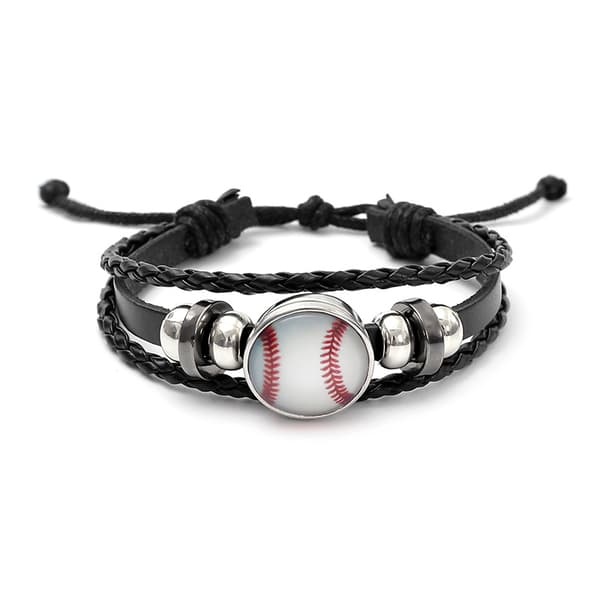 Armbånd for baseball, justerbart skinnarmbånd for menn