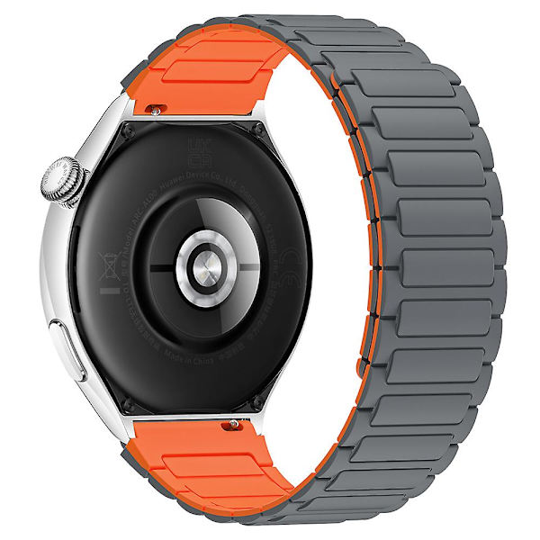 Silikonarmbånd for Huawei Watch 4/ 4 Pro/ GT 4 46mm Magnetisk håndleddsstropp Grey Orange