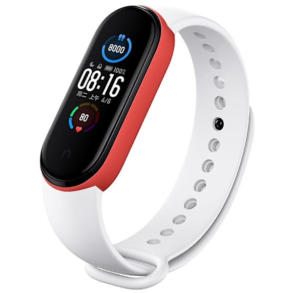 Silikonarmband för Xiaomi Mi Band 6 (CA8856) White Red