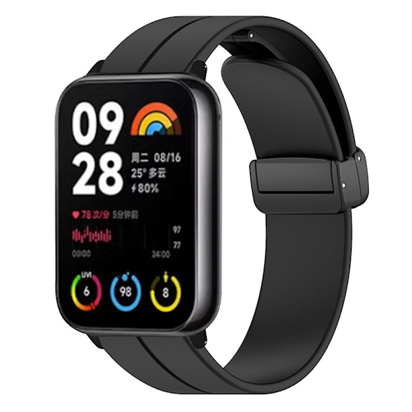 Silikonklokkearmbånd for Xiaomi Smart Band 8 Pro, med magnetisk foldespenne Black