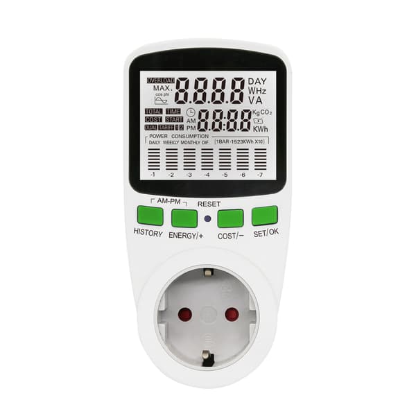 EU Digital LCD Energimåler Wattmeter Wattforbrug El Kwh Strømmonitor (Hvid)