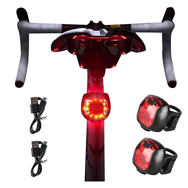 Cykelbaglygte Smart cykelbaglygte Led baglygter til cykel Usb-natadvarselslys med genopladeligt vandtæt design 2 stk (rød)
