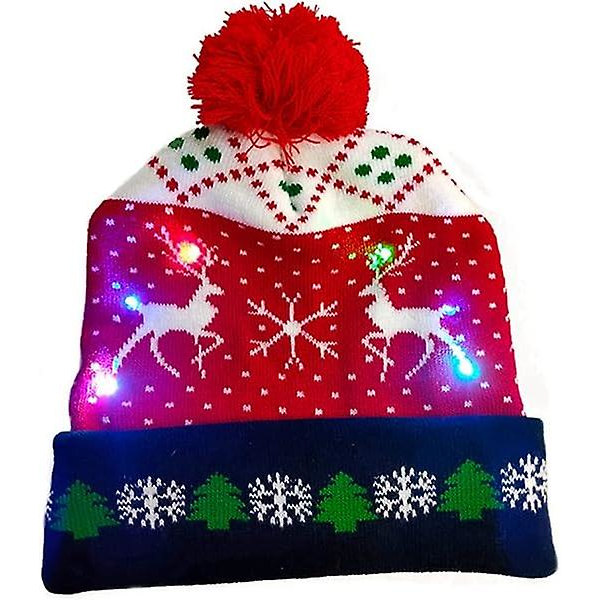 Led Julehue,,jule Led Strikket Lys Up Hat Unisex Vinter Beanie Sweater Cap C