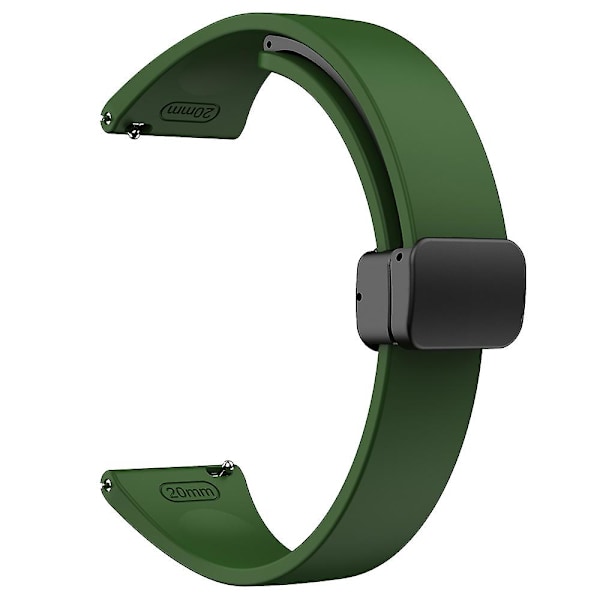 Silikonebånd til Samsung Galaxy Watch6 / Watch6 Classic / Watch 5 Pro / Watch4 Classic, Magnetisk foldelukkespænde 20mm rem Army Green