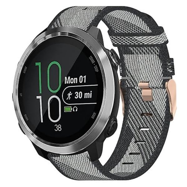 För Garmin Forerunner 645 Music 20mm Nylon Woven Watch Band BJK Grey