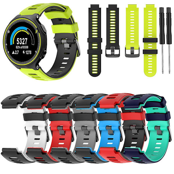 Armband Stålspänne Silikonrem för Garmin-Forerunner 735xt/220 för Smart W Black red
