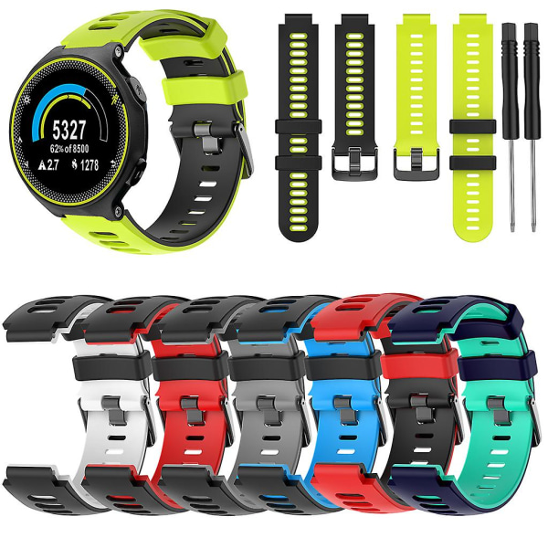 Armband Stålspänne Silikonrem för Garmin-Forerunner 735xt/220 för Smart W Black Yellow green