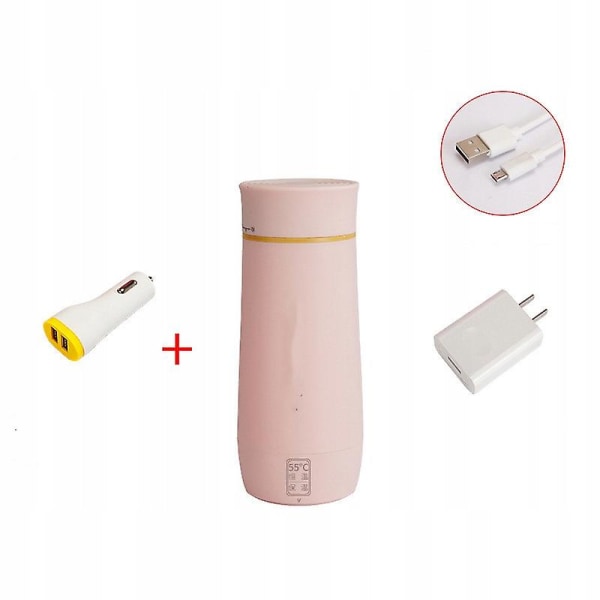 Opvarmet multifunktionel bilkrus Bil-el-kedel 350ML PINK