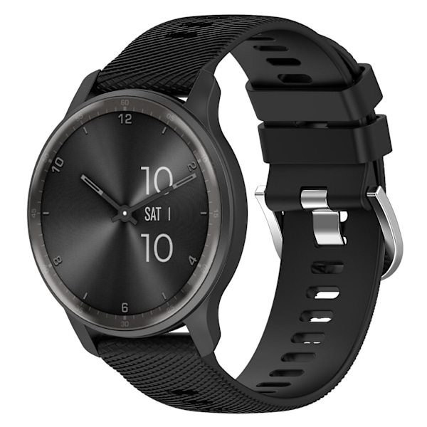 Til Garmin VivoMove Trend / Venu Sq 2 Silikonurrem 20mm Krydsstribet Rem til Urrem Black