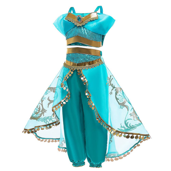 Tyttöjen Arabian Prinsessa-asu Lasten Jasmiinimekko Karnevaalilapsille Aladdin Lamp Fancy Outfit 130cm