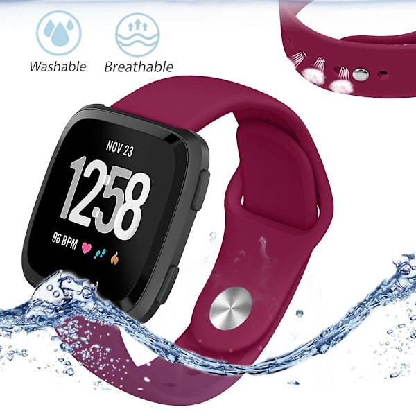 Silikoninen rannekoru Fitbit Versa 2:lle, Fitbit Versalle ja Fitbit Versa Litelle, koko: L Wine Red