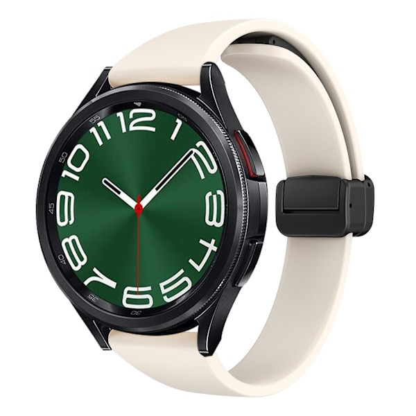 Silikonband för Samsung Galaxy Watch6 / Watch6 Classic / Watch 5 Pro / Watch4 Classic, magnetiskt vikspänne 20 mm armband Starlight