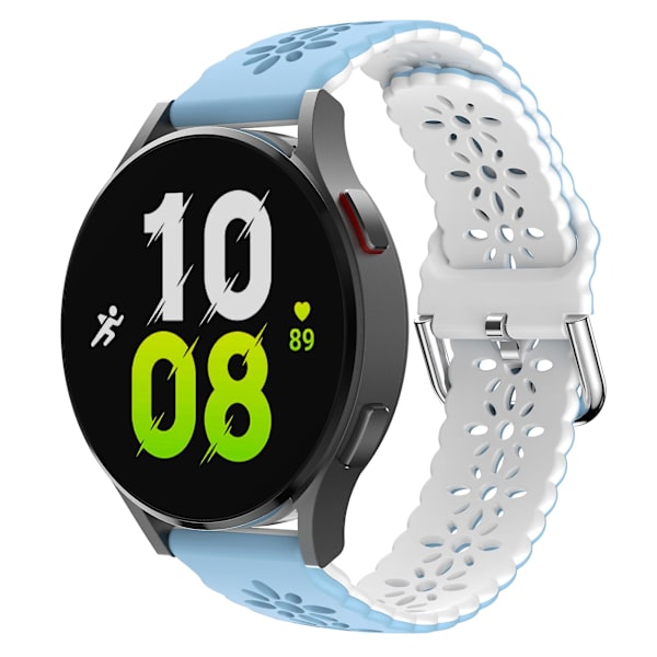For Garmin Vivomove 3s / Samsung Gear Sport / Huawei Watch Gt 2 42mm Silikone Rem til Ur 20mm Blom Hul Dobbelt Farve Urrem Baby Blue  White