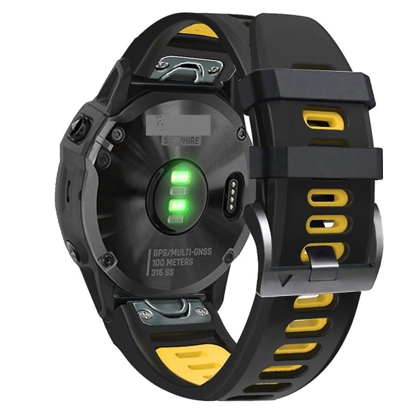 26mm watch för Garmin Fenix ​​5x Black Yellow