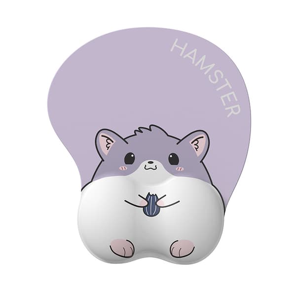 Musematte - 3D Morsom Med Håndleddsstøtte, Sklisikker Gelbase (Hamster)