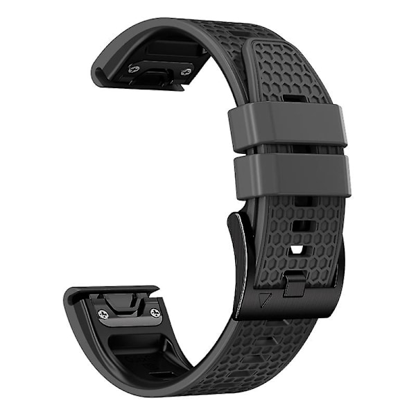 Pistekuvioinen silikoniranneke Garmin Tactix 7 Pro / Fenix 7x / 6x Pro / 5x Plus -kellolle, 26 mm:n kaksiväriranneke Charcoal Grey Black