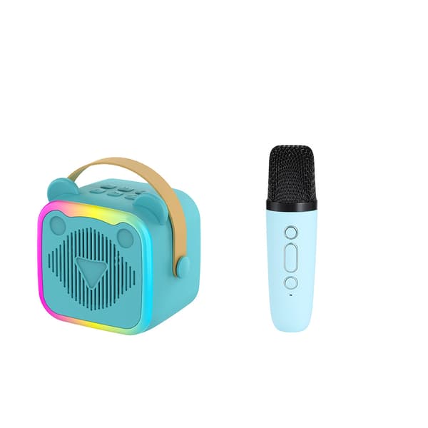 Bluetooth Karaoke-højttaler, med 1 mikrofon og lys (blå)