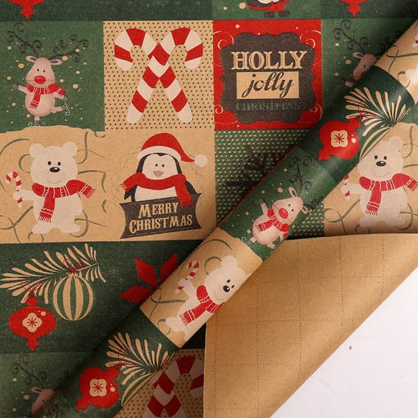 Presentpappersrulle - Julklappspapper Kraftpapper, 43 Cm X 3M (06)