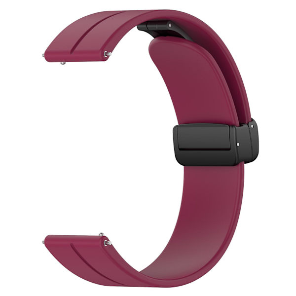 Til Huawei Watch GT 4 41mm / Garmin Venu 3S 18mm urrem i silikone med foldelås Wine Red