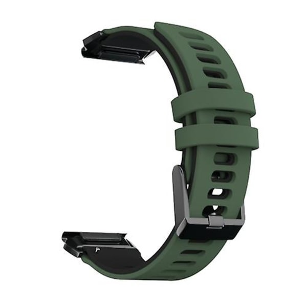 Til Garmin Fenix ​​7x To-farvet Silikone Quick Release Watch Band QFF Army Green Black