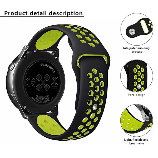 KLB-SSGJ-004 Samsung Gear Sport / Samsung Gear S2 Classic -silikoniranneke 20 mm:n soljella varustettu rannekoru Grey  White