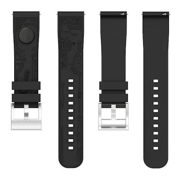 Yleiskäyttöinen 20 mm pehmeä silikoniranneke Samsung Galaxy Watch6 44mm / Huawei Watch GT 3 42mm / Garmin vivoactive 5 -rannekkeille Black