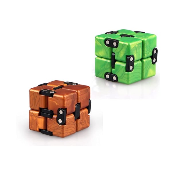 Infinity Cube Sæt 2 Pack Fidget Finger Legetøj Lindre stress og lindrer angst Afstressende legetøj velegnet til børn og voksne (grøn)
