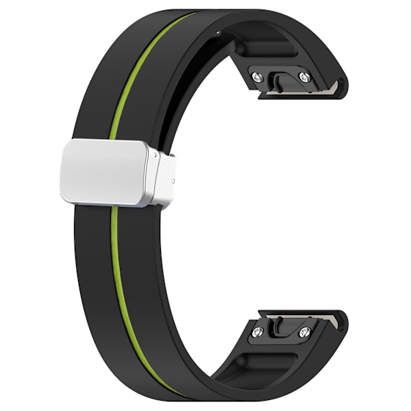 Silver Buckle Silikonband 26mm Klockarmband För Garmin Tactix 7 Pro / Fenix 7x/6x/6x Pro/5x Plus Black Lime