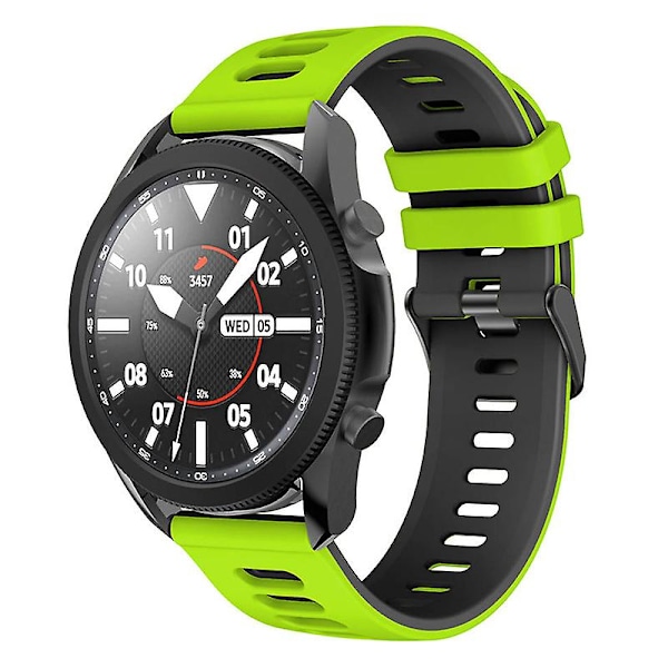 20mm dobbelt farvet silikone rem til Samsung Galaxy Watch6 Classic 47mm 43mm / Garminactive 5 Lime Black