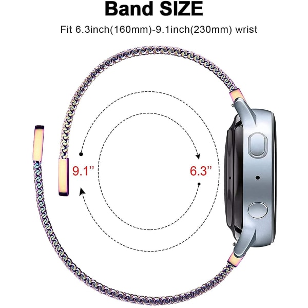 Milanese rem til Samsung Galaxy Watch 4 Active 2 Huawei Watch Gt2 Magnetisk spænde Metal åndbart armbånd til Amazfit Gtr Huawei watch 46mm Black