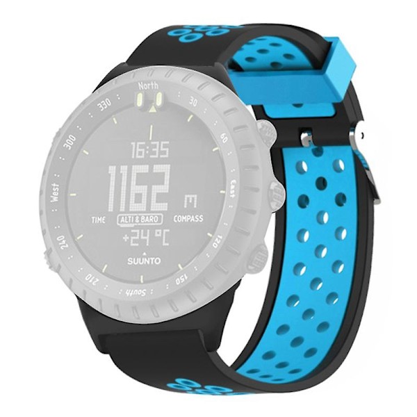 Dual Color Åndbar 22mm Sport Remme Silikone Urrem Til Suunto Core Black Blue