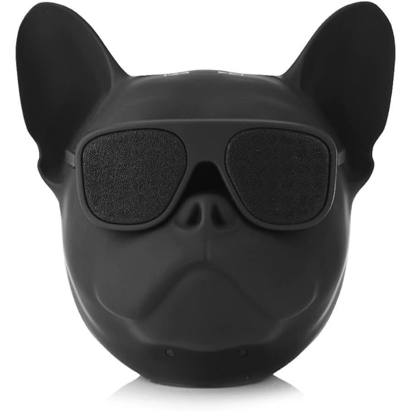 Bärbar Bluetooth högtalare, Bulldog-formad trådlös stereohögtalare (svart)