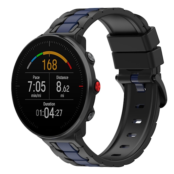 For Polar Ignite/Ignite 2/Unite 20mm Kædeformet Design Silikone Rem Dobbelt Farve Udskiftning Rem Black Navy Blue