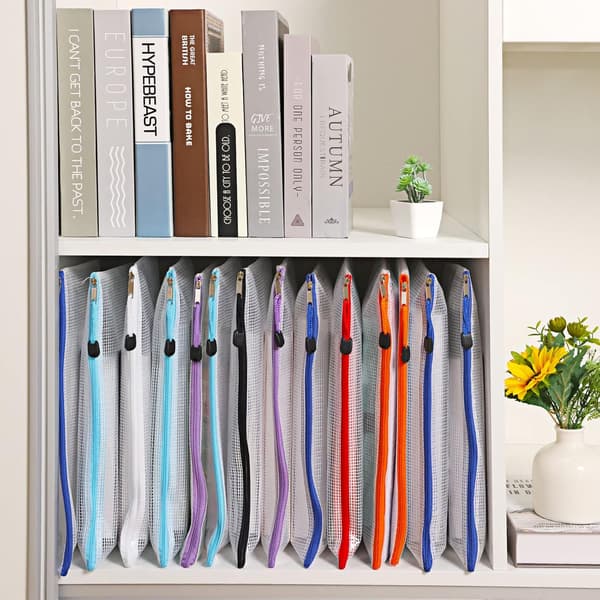 Vanntett nettingmappe med glidelås, brevstørrelse/A4-størrelse 24Pcs