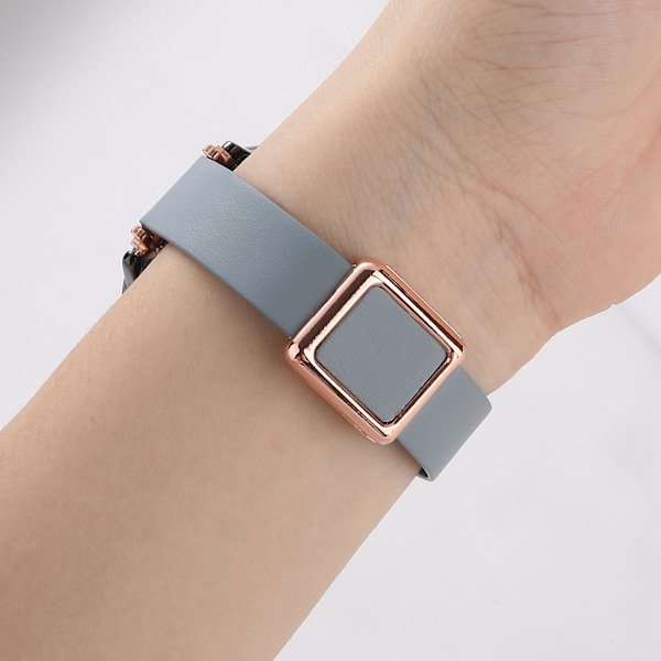 20mm Läderklockarmband för Samsung Galaxy Watch6 Classic 47mm 43mm, med magnetiskt viklås Apricot Rose Gold Buckle