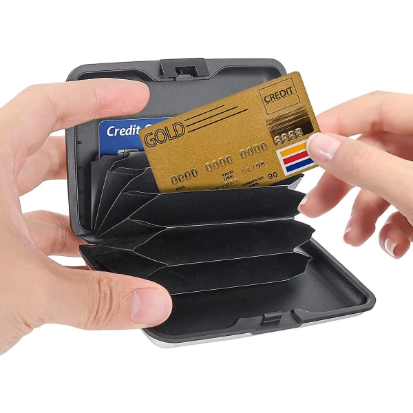 2 kpl Mini-luottokorttikotelo, alumiininen Rfid-suojaus käyntikorteille (musta, hopea)