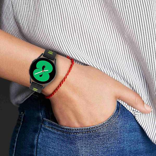 Samsung Galaxy Watch 5 Pro 45mm/Huami Amazfit Bip 3 Pro kaksivärinen 20mm silikoniranneke, raidallinen korvaava ranneke Pink   White