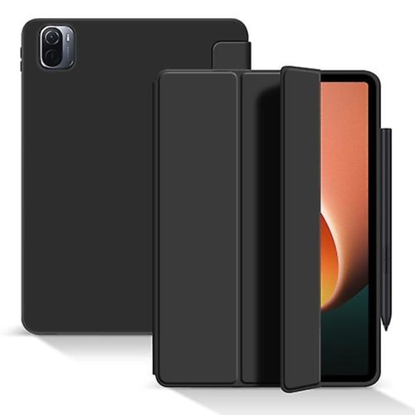 För Xiaomi Pad 5 / Pad 5 Pro Skin Feel Matt Honeycomb Läder Case med Tri-fold fäste Black