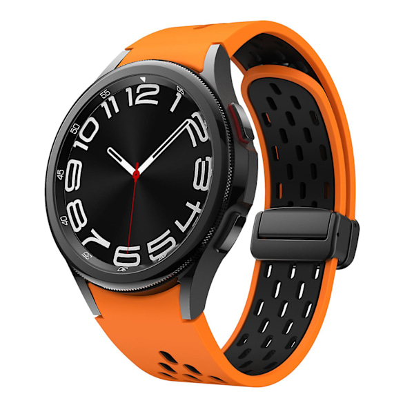 KLB-SSCXKGJ-002 Rem for Samsung Galaxy Watch4 / Watch 5 Pro / Watch6 Rem med magnetisk svart spenne Orange  Black Black Buckle