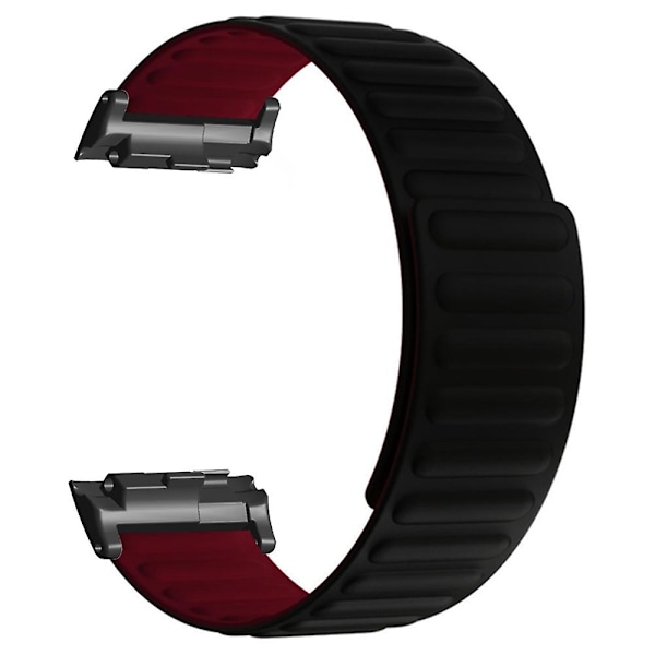 Magnetisk justerbar silikon+metall klockarmband ersättning för Huawei Watch D Black Wine Red