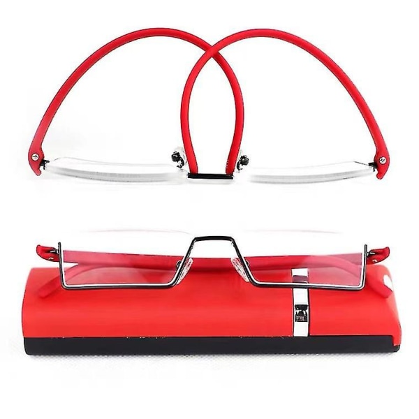 Halvstel metal læsebriller Anti Eyestrain Blue Light Blocking Glasses-wtake 2.75x Red