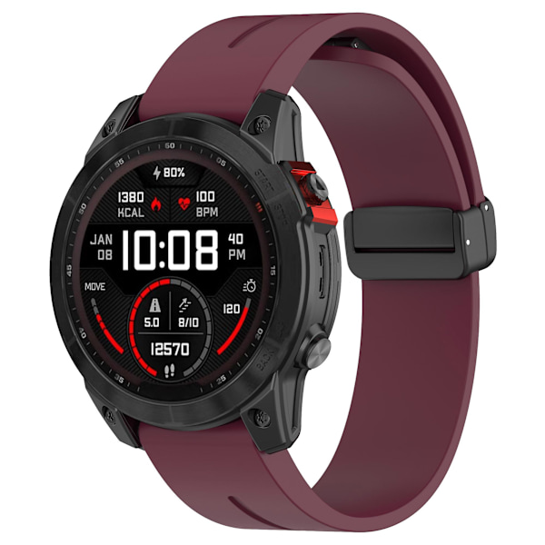 Musta solki 20mm silikoniranneke Garmin Fenix 7s/7s Pro/instinct 2s/fenix 6s -kellolle Wine Red