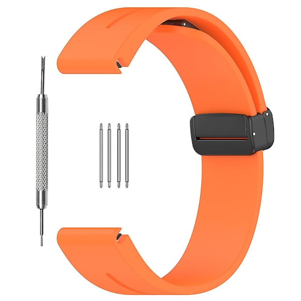 22mm magnetisk silikonrem for Huawei Watch Gt 4 46mm/samsung Galaxy Watch3 45mm/garmin Venu 3 svart spenne armbånd Orange