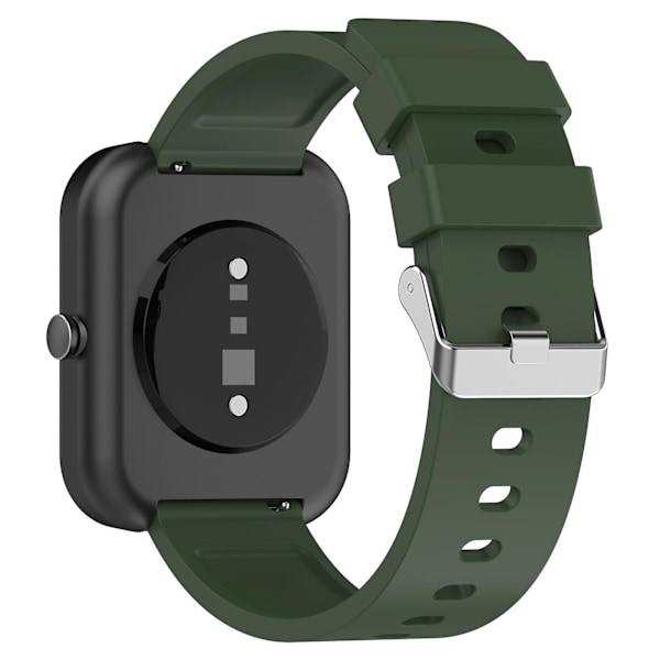 Silikoneurrem til Garmin Venu/Venu 2 Plus/Venu Sq/Venu Sq 2, 20mm urrem med sølvfarvet spænde i rustfrit stål Army Green