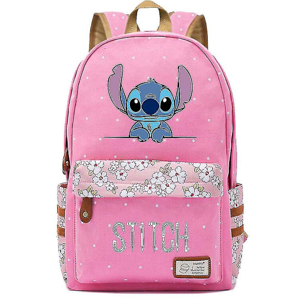 Ny Kawaii Stitch Gutt Jente Barn Skolebok Vesker Dame Bagpack Tenåringer Skolesekker Lerret Reise Laptop Ryggsekk Pink 2